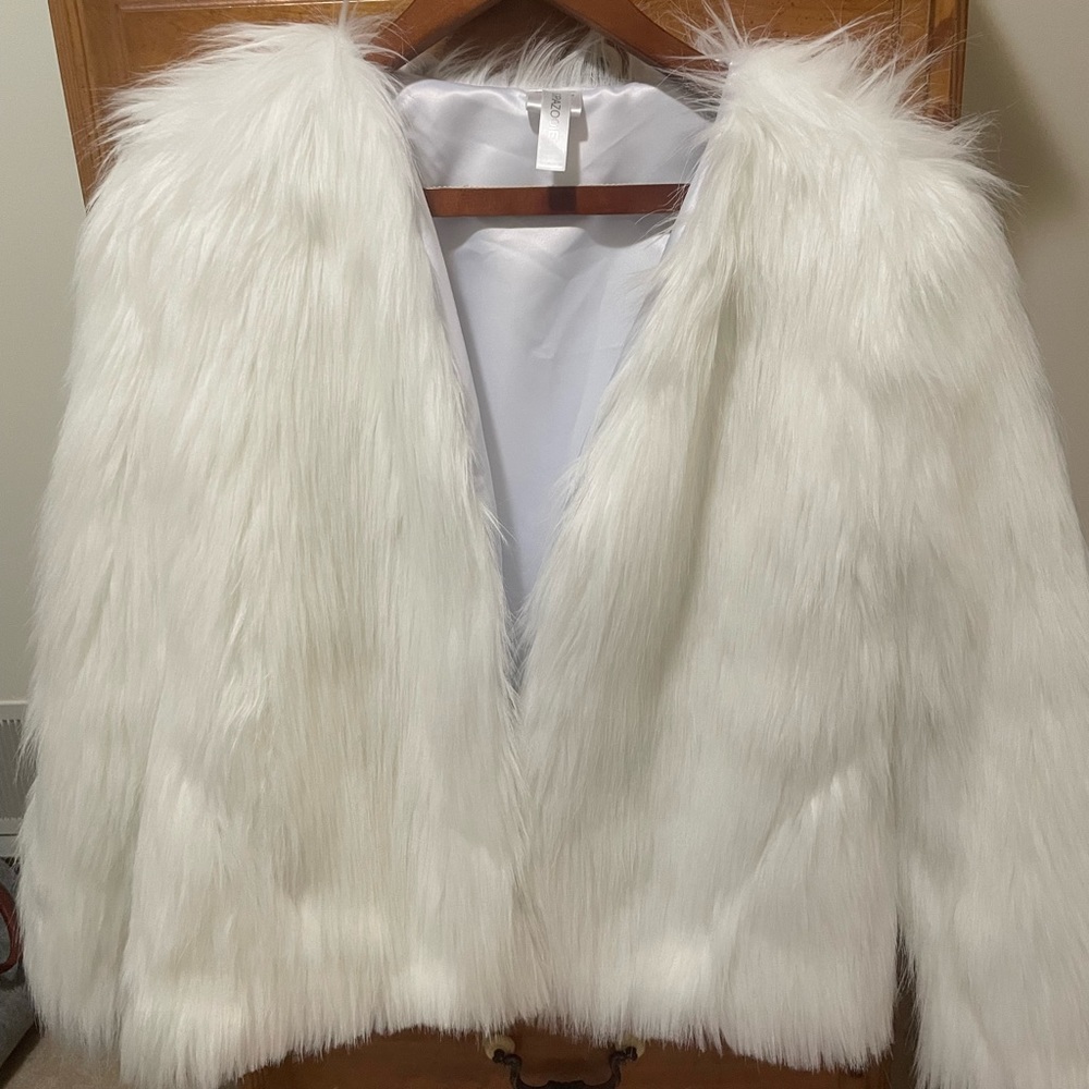 Never worn white faux coat